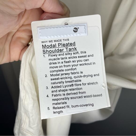 NWT New Lululemon Modal Pleated Shoulder Tank Top in White Opal Size 12 - Picture 9 of 10